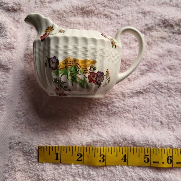 SPODE COPELAND CHINA CREAMER BASKET WEAVE WICKER LANE MADE IN ENGLAND 'BIN F - Picture 6 of 7